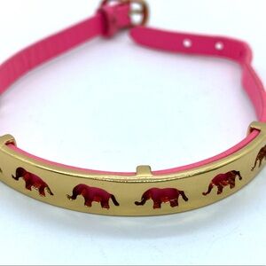 STELLA & DOT Strength Bracelet Pink Leather Gold Buckle Elephants